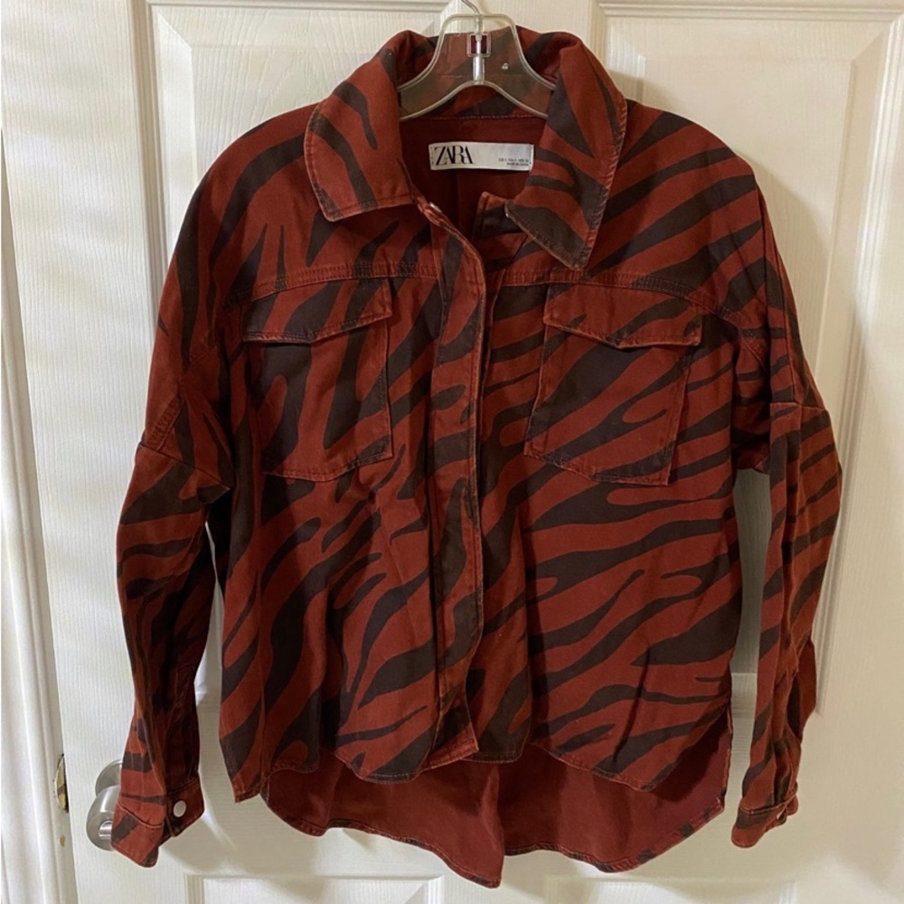 Zara red jeans jacket Small
